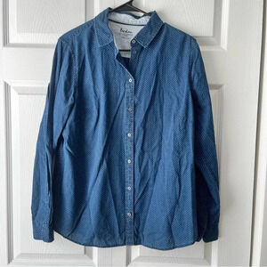 Boden Relaxed Weekend Shirt US 12 100% Cotton Long Sleeved Button Down